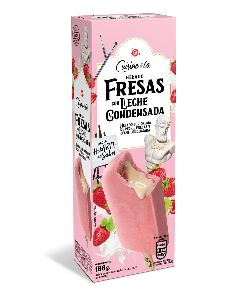 Paleta de Helado Cuisine & Co Fresa con Leche Condensada 108g