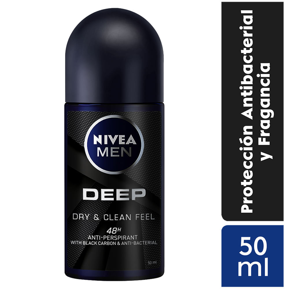 Antitranspirante Roll-On Nivea Men Deep Black Carbon 50ml