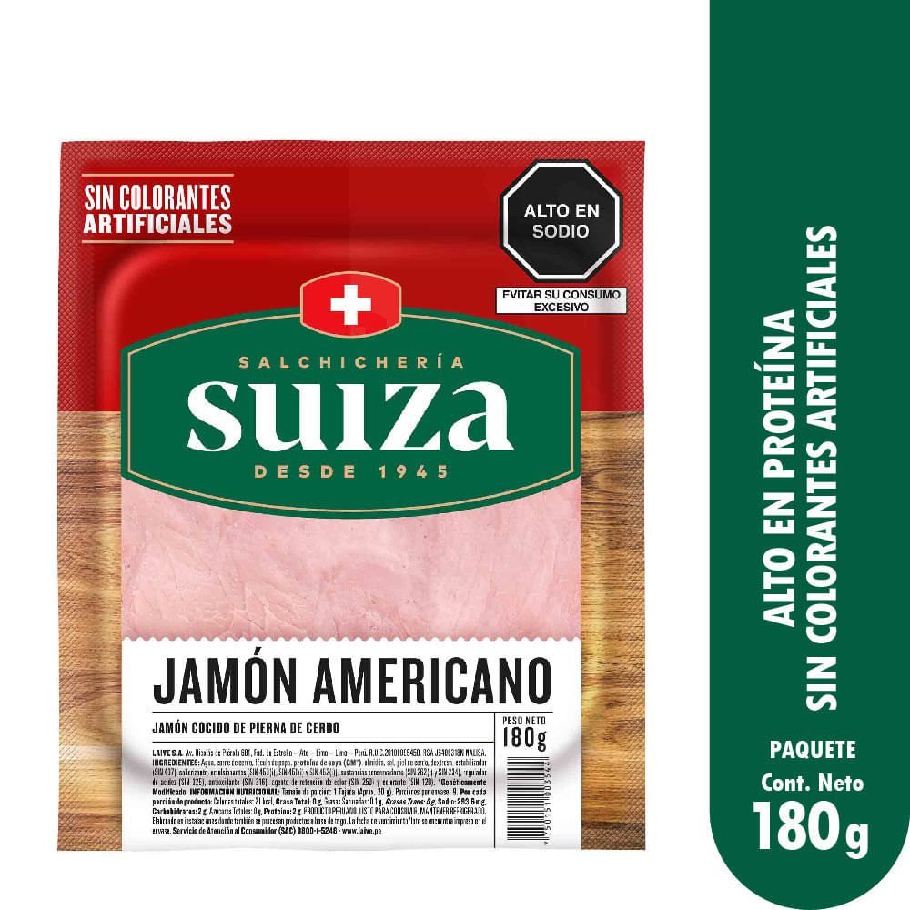 Jamón Americano Suiza 180g