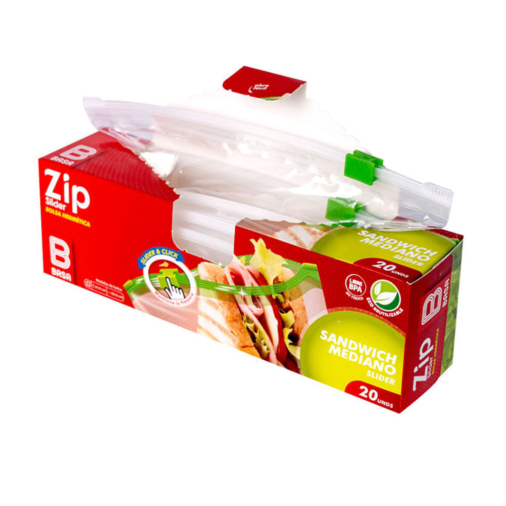 Bolsa Hermética Zip Basa Slider Sándwich Mediano