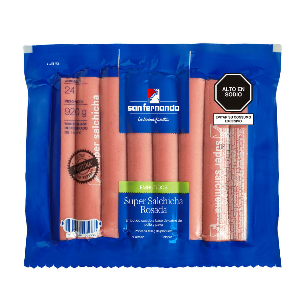 Super Salchicha Rosada SAN FERNANDO Paquete 920g