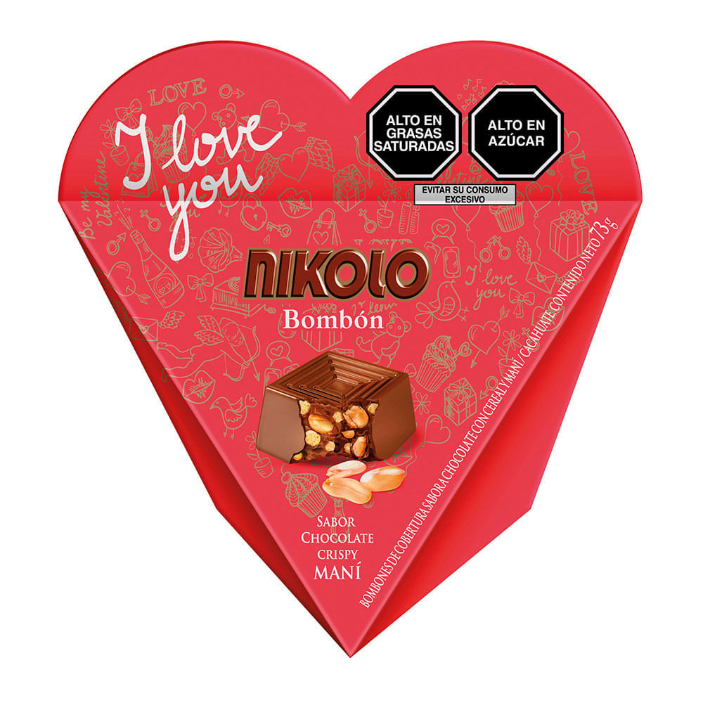 Bombones con Relleno de Cereal y Maní Nikolo 73g