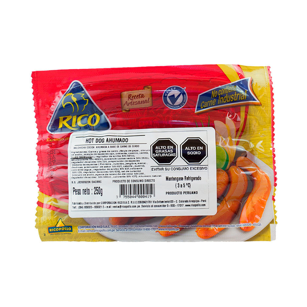 Hot Dog Ahumado Rico 250g