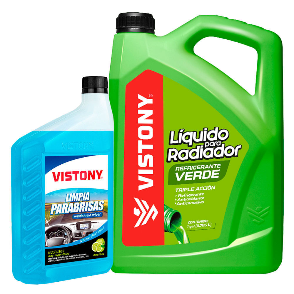Liquido Radiador Rojo + Limpia Parabrisas Vistony