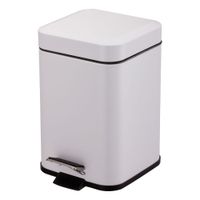 Basurero Metal Pedal 3 Lt Cuadrado Blanco Mate