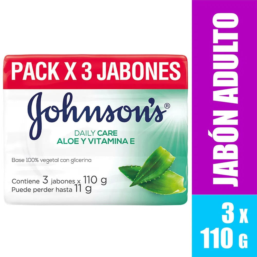 Jabón para Bebé JOHNSON'S Aloe y Vitamina E Paquete 3un