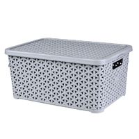 Caja Plástica Simil Rattan Gris 10L