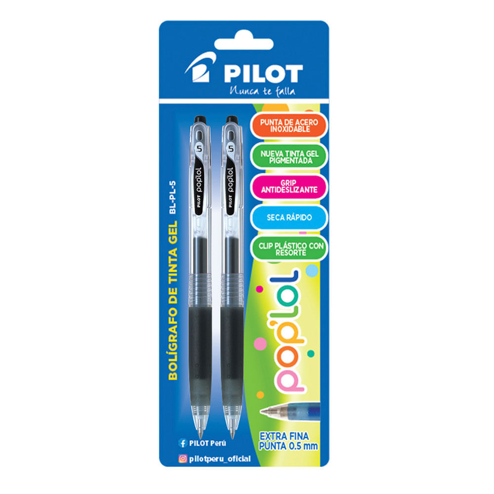 Lapicero Pilot Poplol BL PL5 Negro 2 un.
