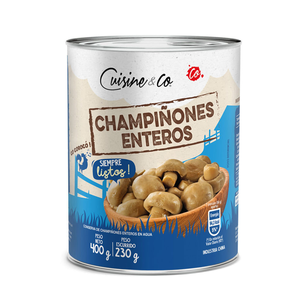 Conserva de Champiñones Enteros en Agua Cuisine & Co 400g