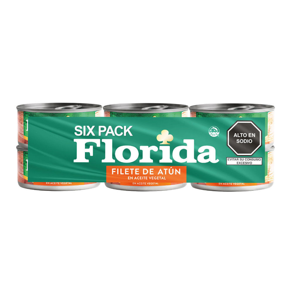 Filete de Atún FLORIDA en Aceite Vegetal Lata 140g Paquete 6un
