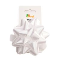 Moño Benji Cinta Metálica 4"" Blanco