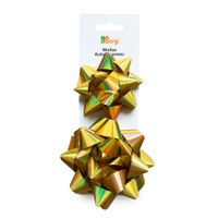 Juego x2 Moños Cinta Benji Relieve 3""+ 4"" Gold