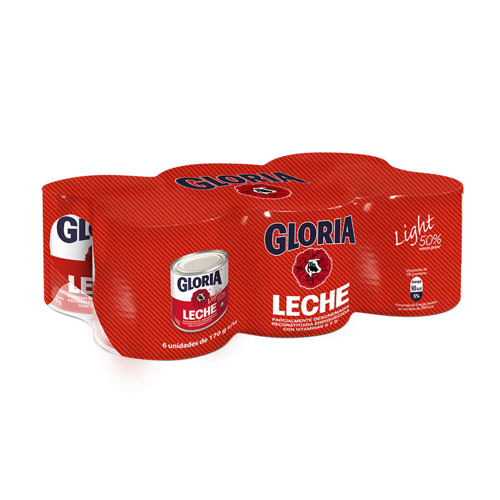 Pack x6 Gloria Leche Light 170g