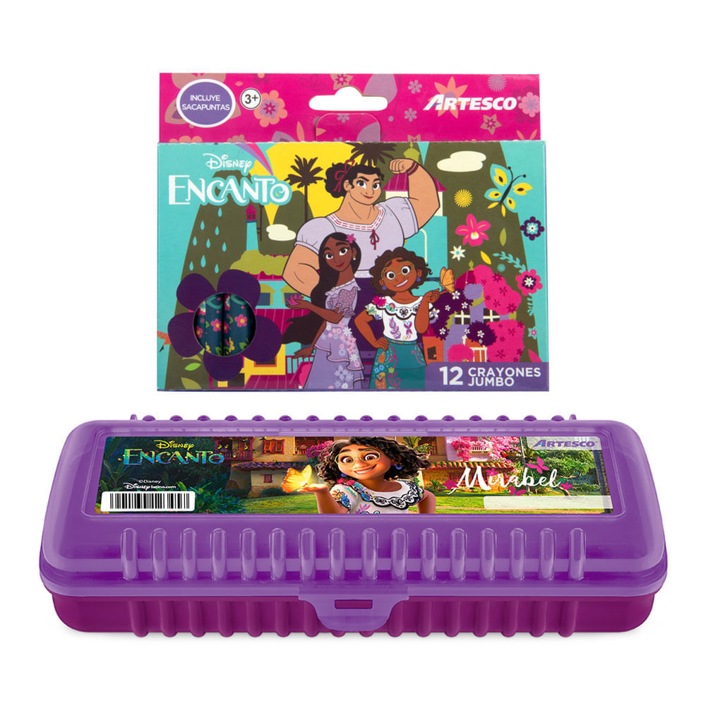 Cartuchera Junior Box + Crayones Encanto Artesco 12un