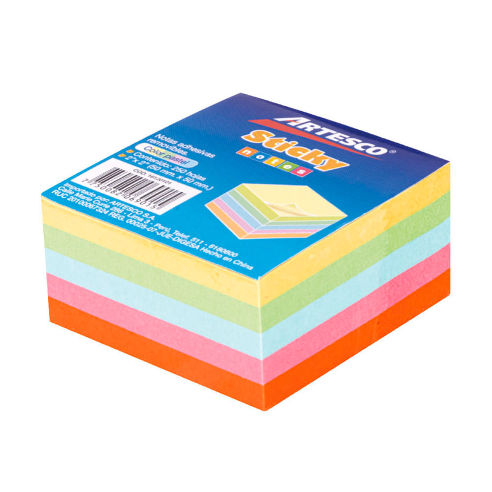 Nota Adhesiva Pastel Minicubo Artesco 2x2 5 Colores 50H