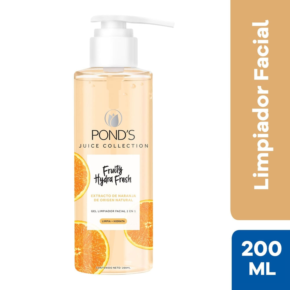 Pond's Gel Limpiador Facial Fruity Hydra Fresh Extracto de Naranja Frasco 200 ml
