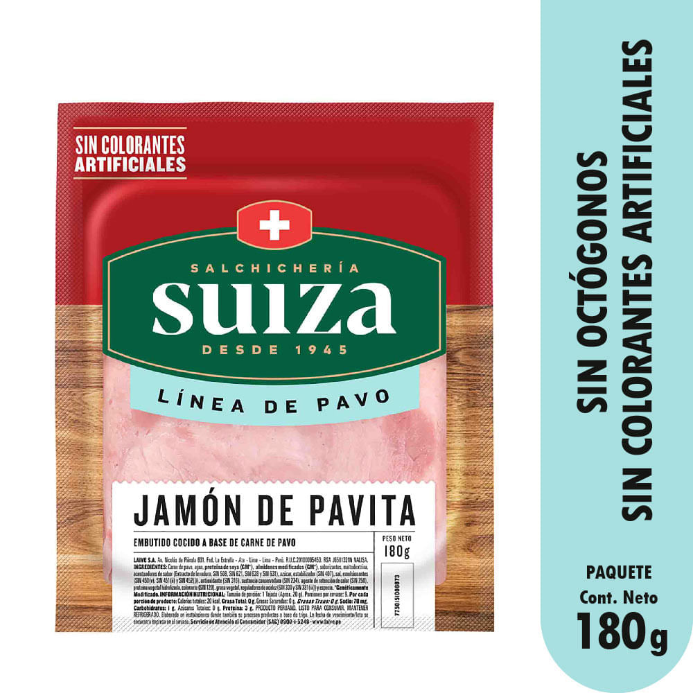 Jamón de Pavita Suiza 180g