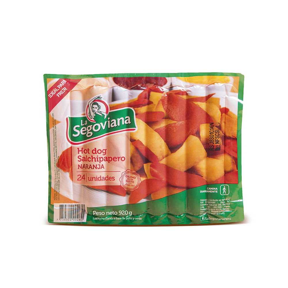 Hot Dog Salchipapero Naranja La Segoviana Paquete 920 g