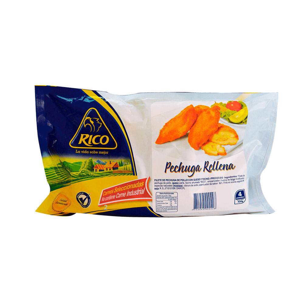 Pechuga de Pollo Rellena con Queso y Tocino Rico 6un.