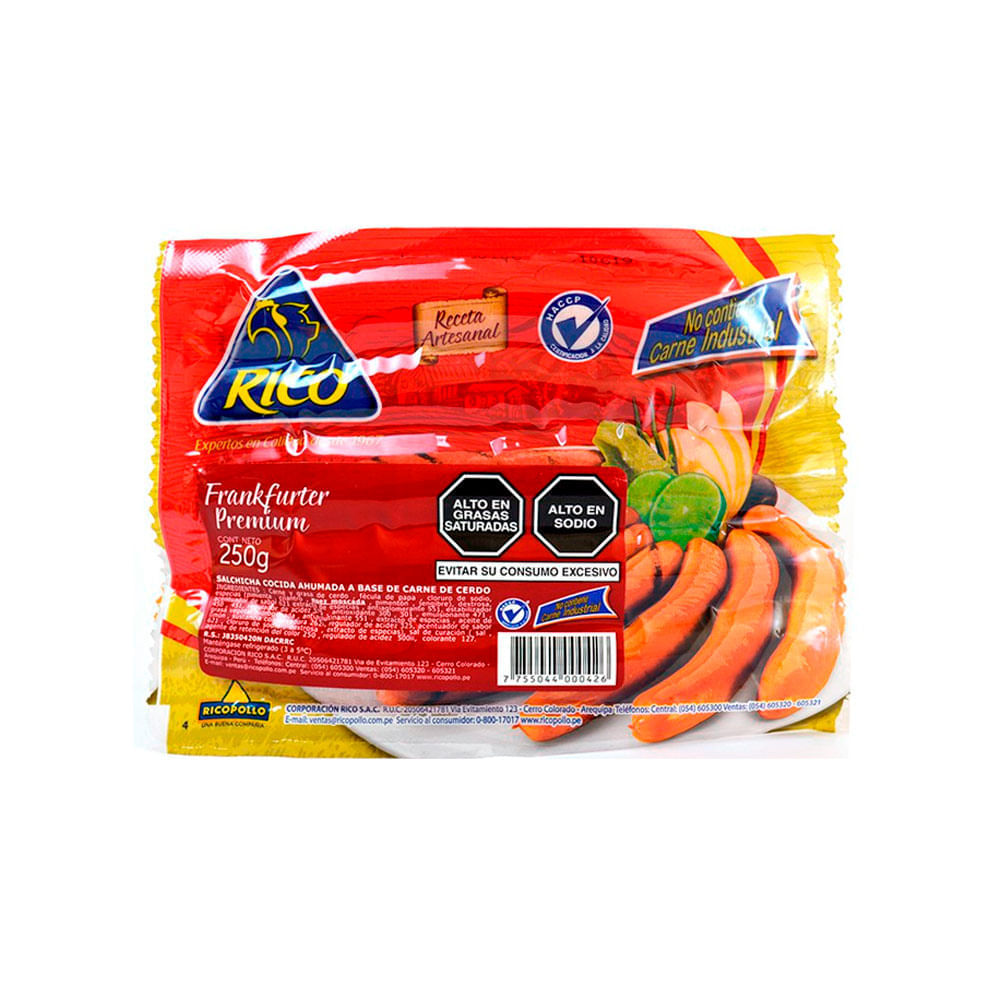 Salchicha Frankfurter Premium Rico 250g