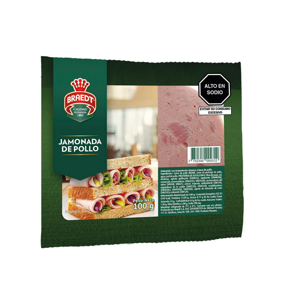 Jamonada de Pollo Braedt Paquete 100 g