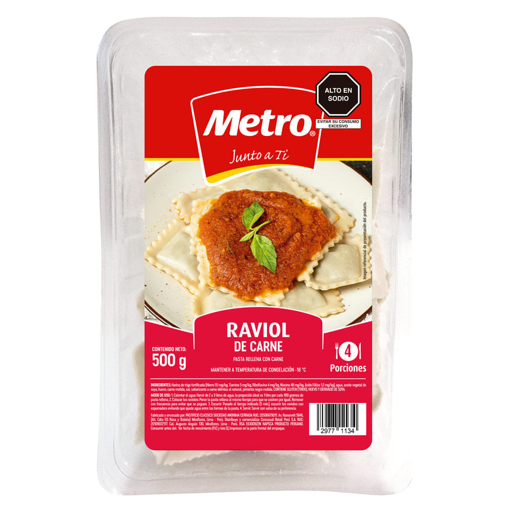 Ravioles de Carne Metro 500g