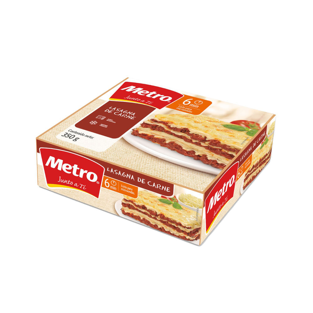 Lasagna de Carne Congelada Metro Caja 350 g