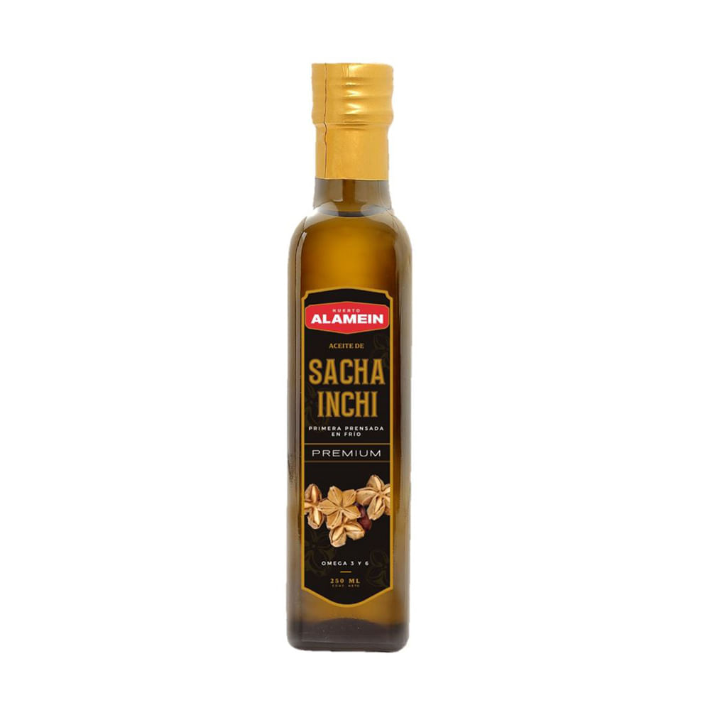 Aceite Sacha Inchi Extra Virgen Huerto Alamein Botella 250 ml