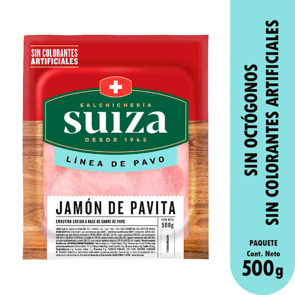 Jamón de Pavita SALCHICHERÍA SUIIZA Paquete 500g