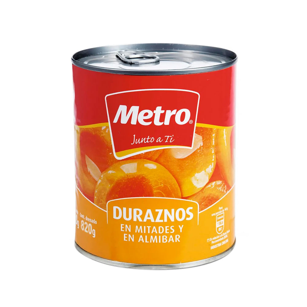 Durazno en Mitades Metro Lata 820g