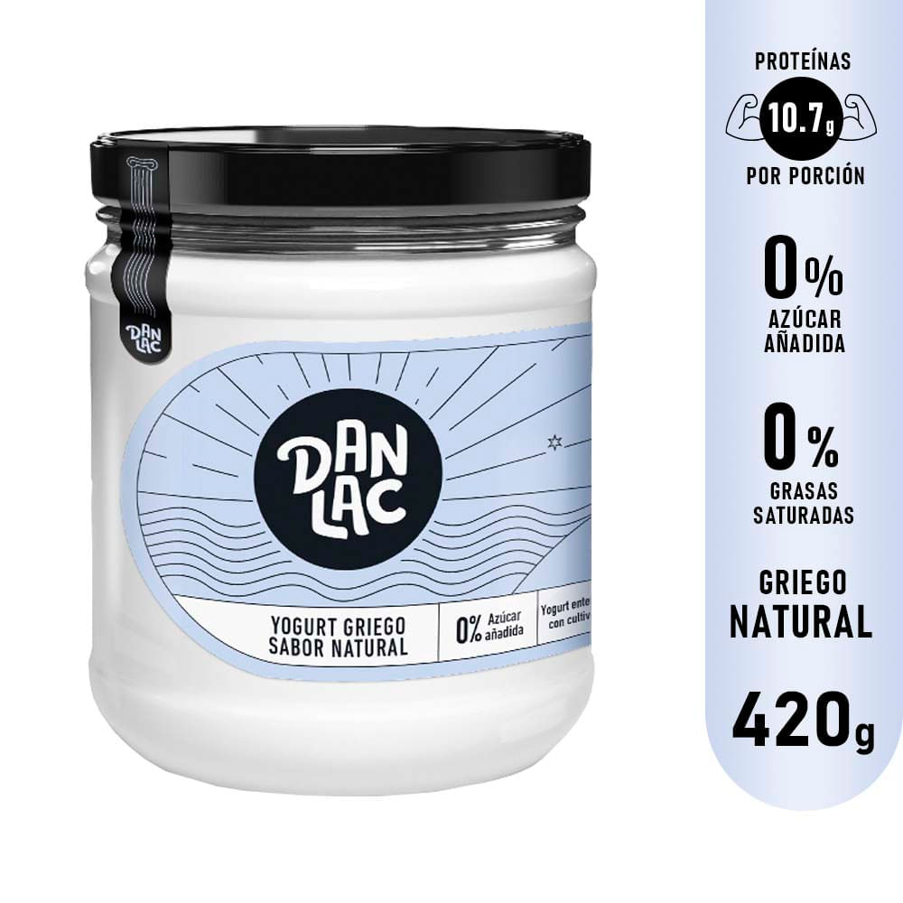 Yogurt Griego Danlac Sabor Natural Frasco 420g