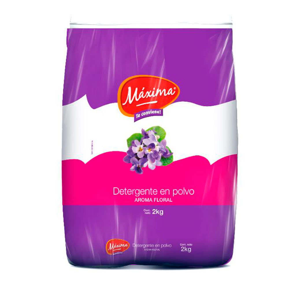 Detergente En Polvo Aroma Floral Máxima Bolsa 2 kg