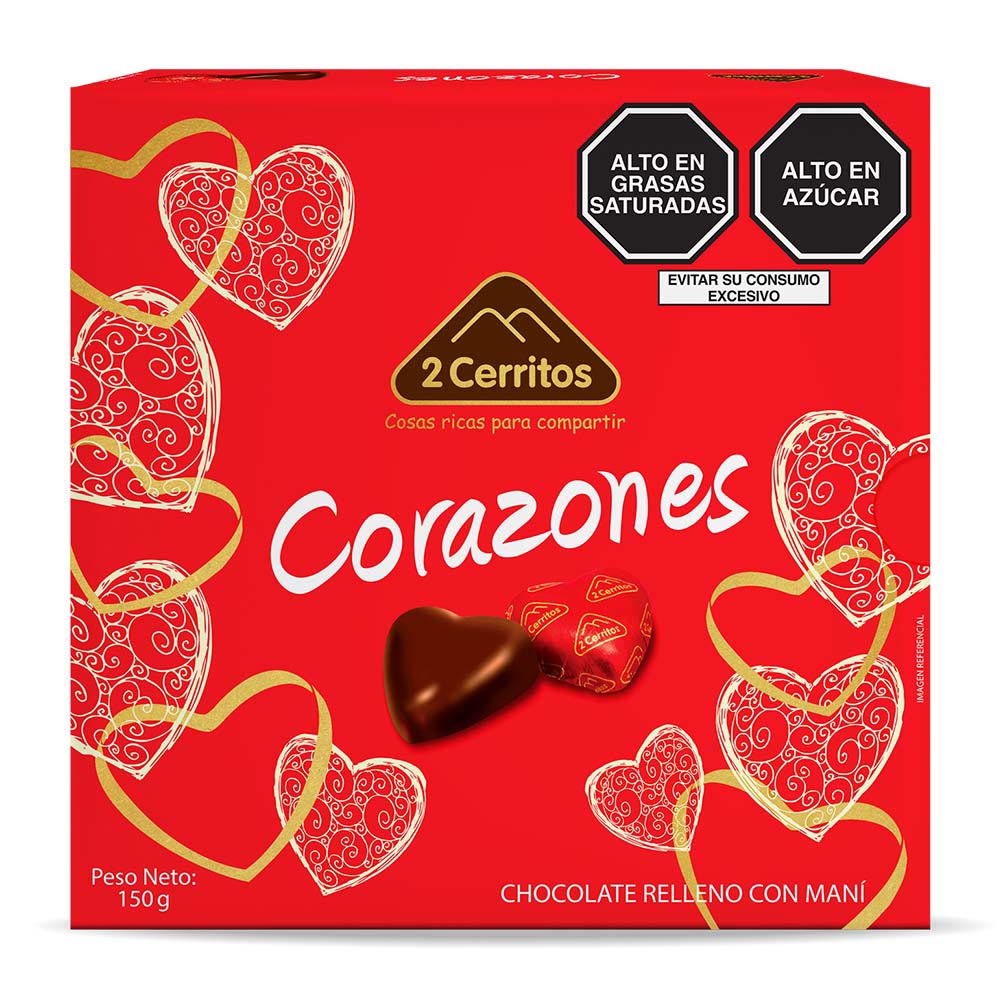 Bombones con Relleno de Maní 2 Cerritos Corazones 150g