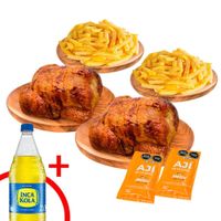 2 Pollo Rostizado + 2un Papas Fritas + Gaseosa Inca Kola Sin Azúcar 1.5L