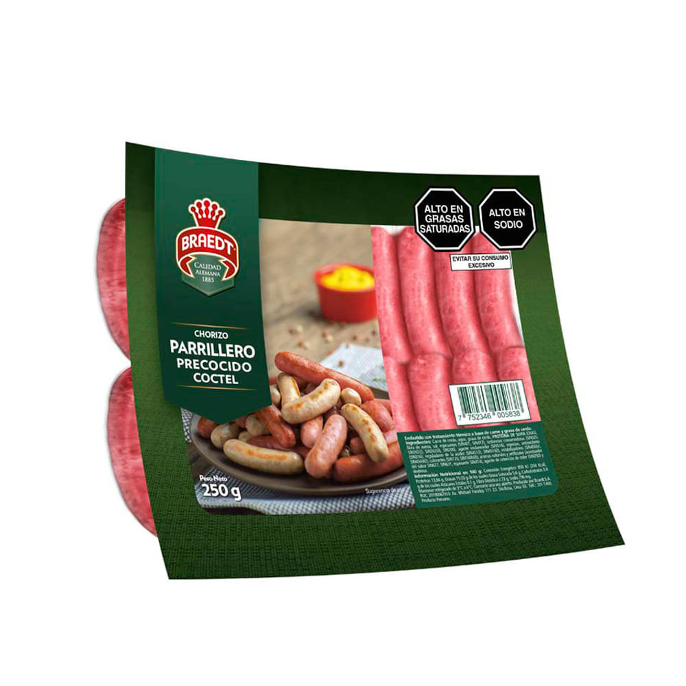 Chorizo Parrillero Precocido Coctel Braedt Paquete 250 g
