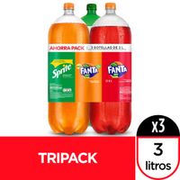 Mix de Gaseosas Botella 3L: Fanta + Fanta Kola Inglesa + Sprite