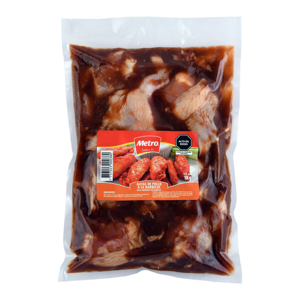 Alitas de Pollo A La Barbecue Metro Bolsa 1 Kg