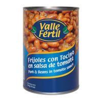 Frijoles con Tocino Valle Fértil Salsa de Tomate VF 454 g