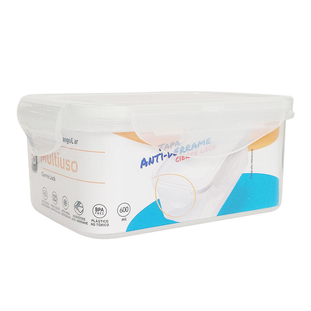 Contenedor Krea Hermético Lock Rectangular 600ml