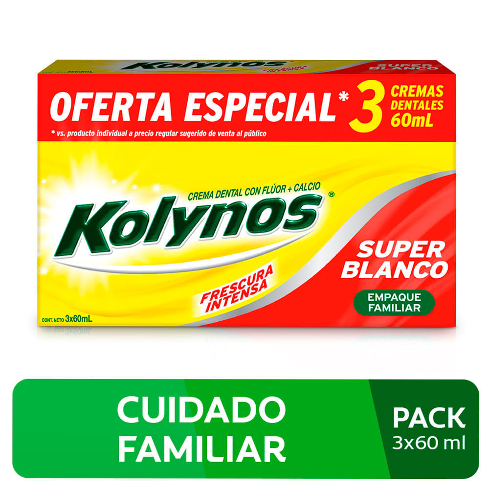 Pack Dental KOLYNOS Super Blanco Pack 3x60ml