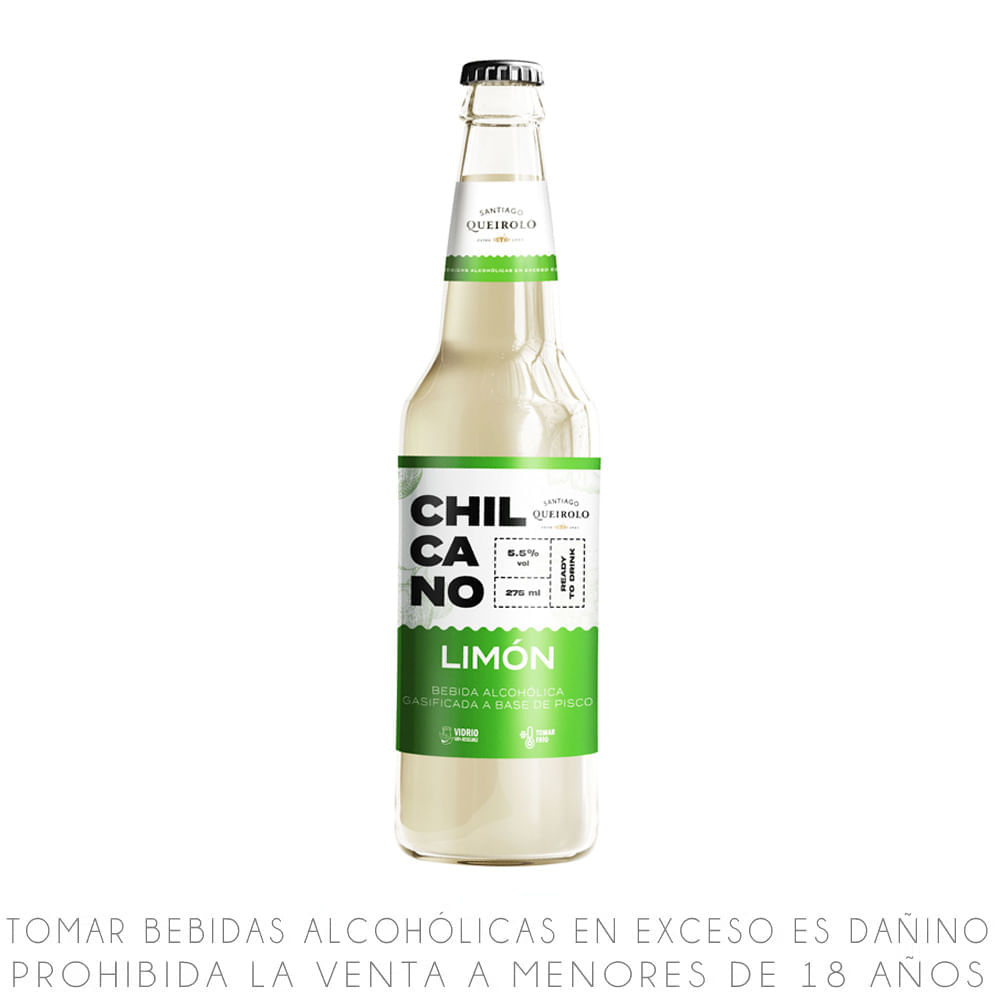 Bebida Ready to Drink Queirolo Chilcano de Pisco Limón Botella 275ml