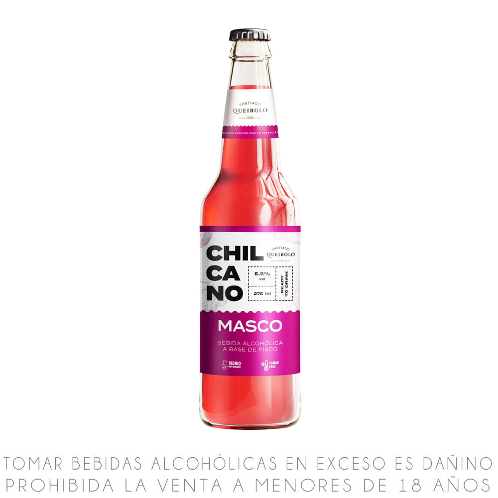Bebida Ready to Drink Queirolo Chilcano de Pisco Masco Botella 275ml