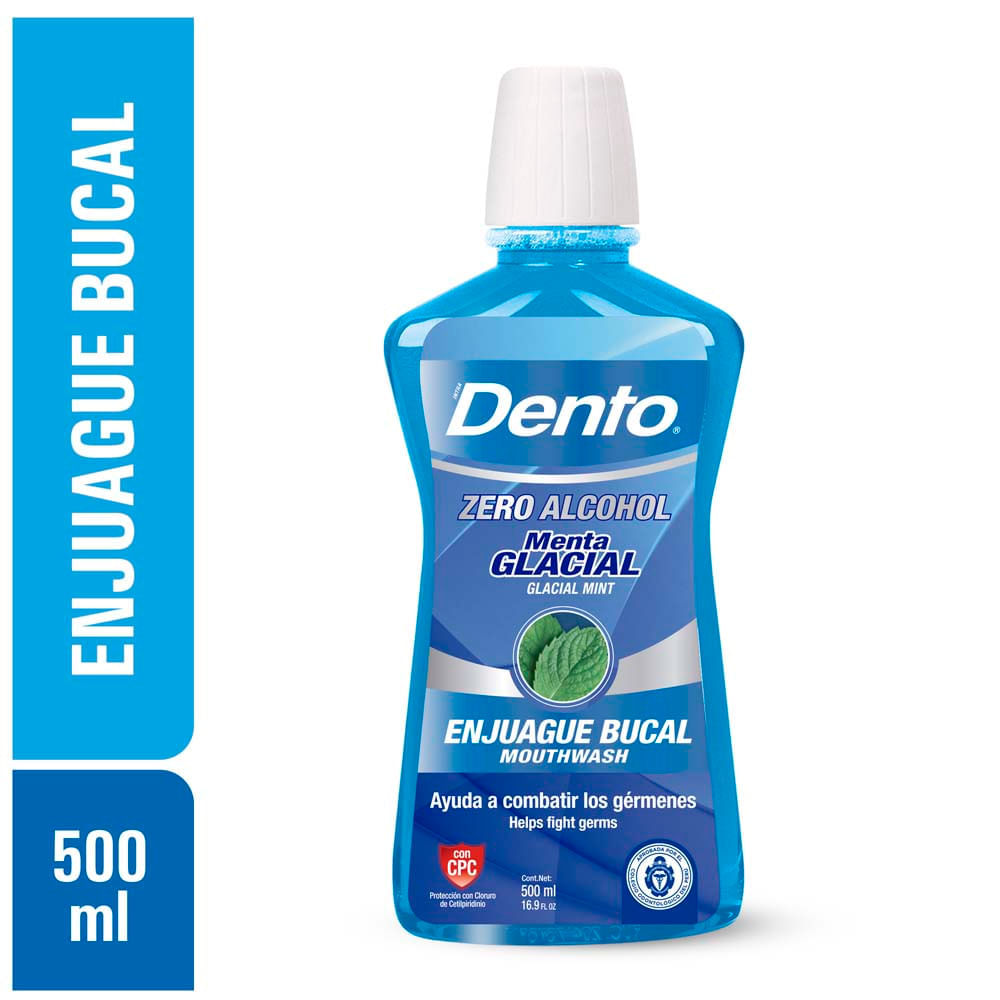 Enjuague Bucal Dento Zero Alcohol Menta Glacial 500ml