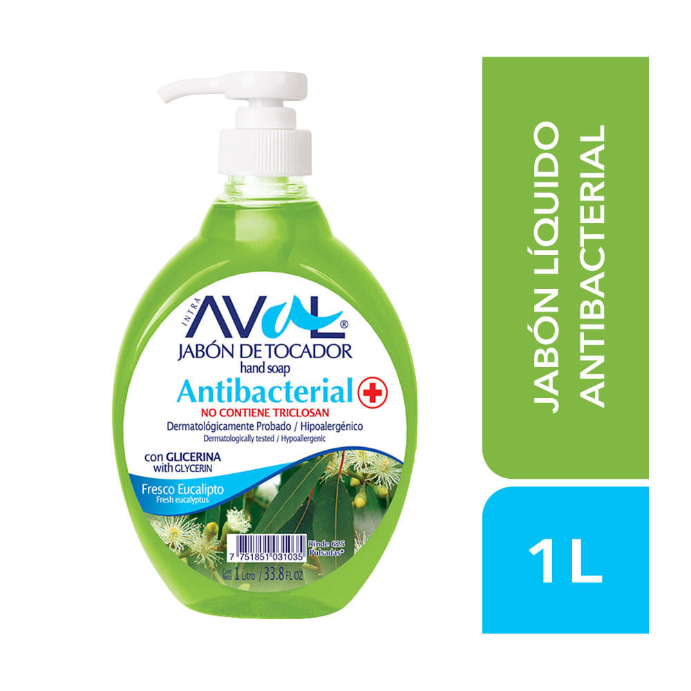 Jabón Líquido Antibacterial Aval Fresco Eucalipto 1L