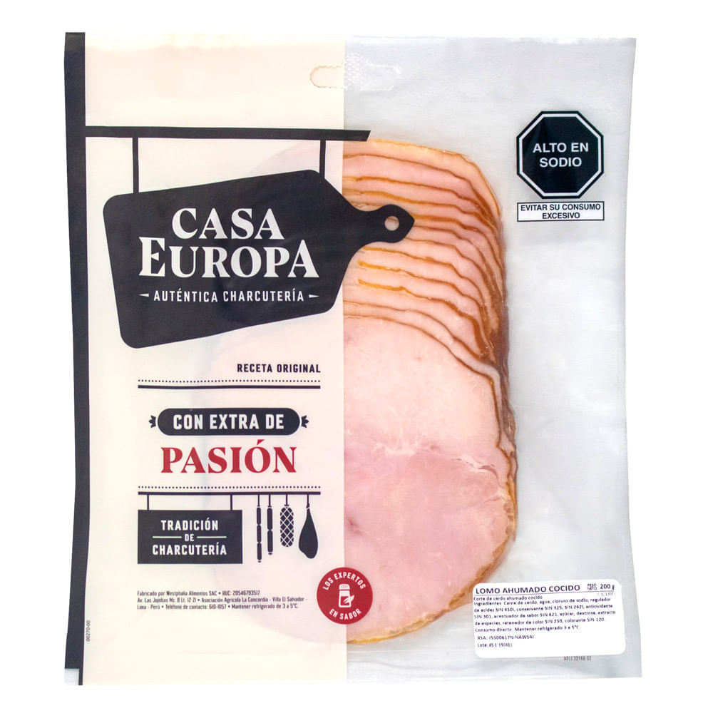 Lomo Ahumado Cocido Casa Europa Paquete 200 g