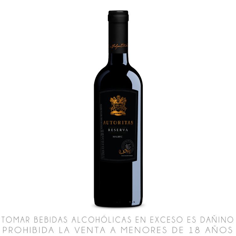 Vino Tinto Malbec Autoritas Reserva Botella 750ml