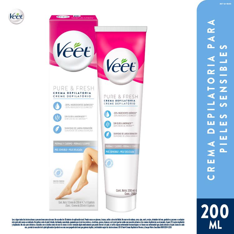 Crema Depilatoria Corporal Veet Pure & Fresh Piel Sensible 200ml
