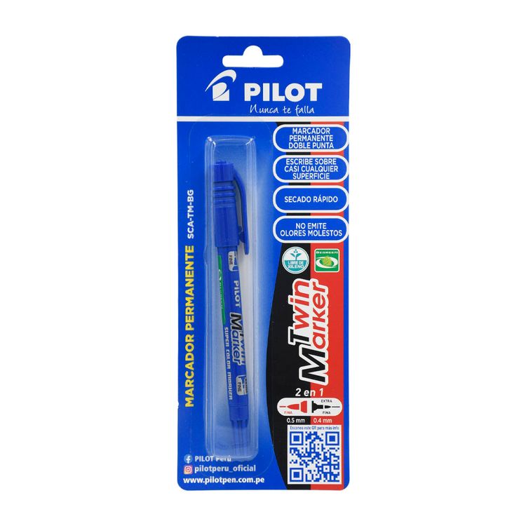 Marcador Permanente Pilot Doble Punta Azul