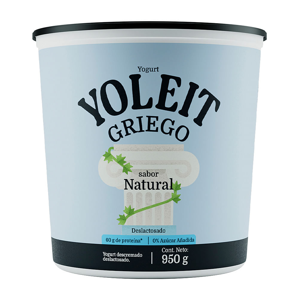 Yogurt Deslactosado Yoleit Griego Sabor Natural Pote 950g