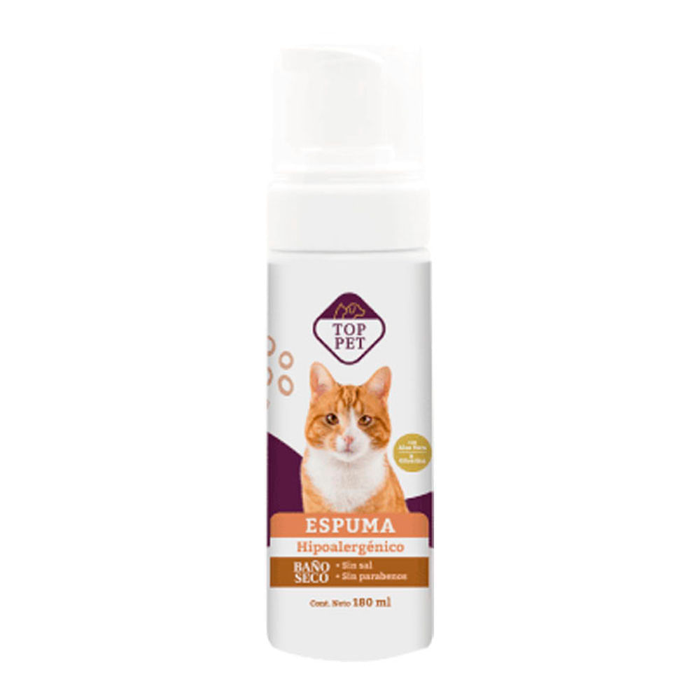 Espuma Top Pet Baño en Seco para Gatos con Aloe Vera